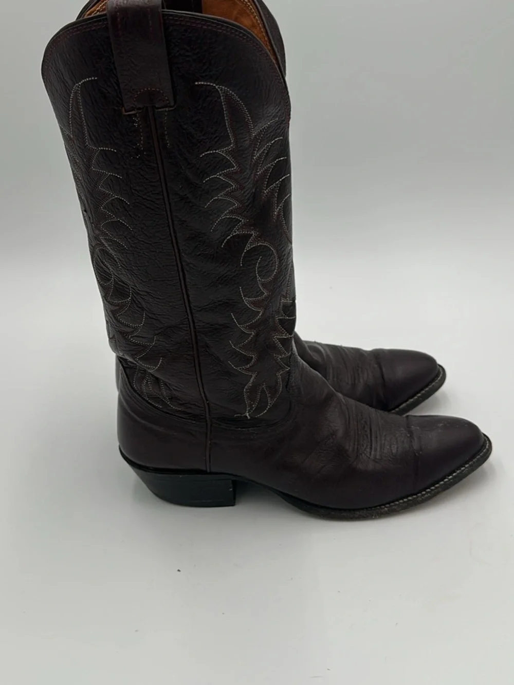 Classic Men's Western Leather Boots in Dark Brown